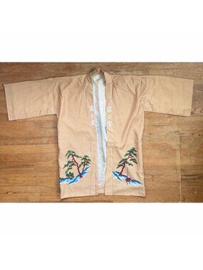 Vintage 60s Japanese Happi Coat Haori Jacket Mt Fuji Print Kimono Unisex OS
